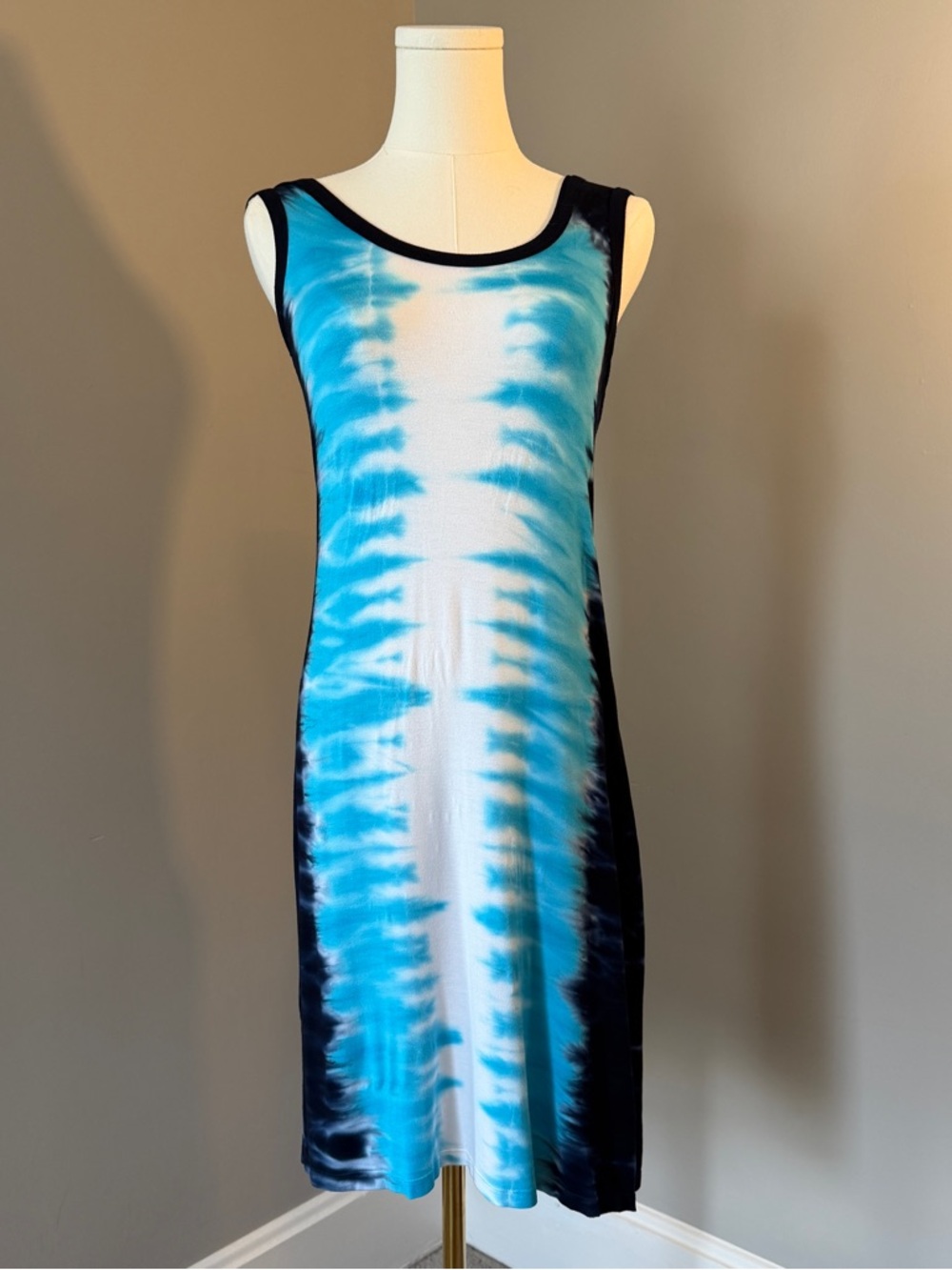 Calvin Klein Turquoise, White, & Navy blue Tie-Dye Tank Dress